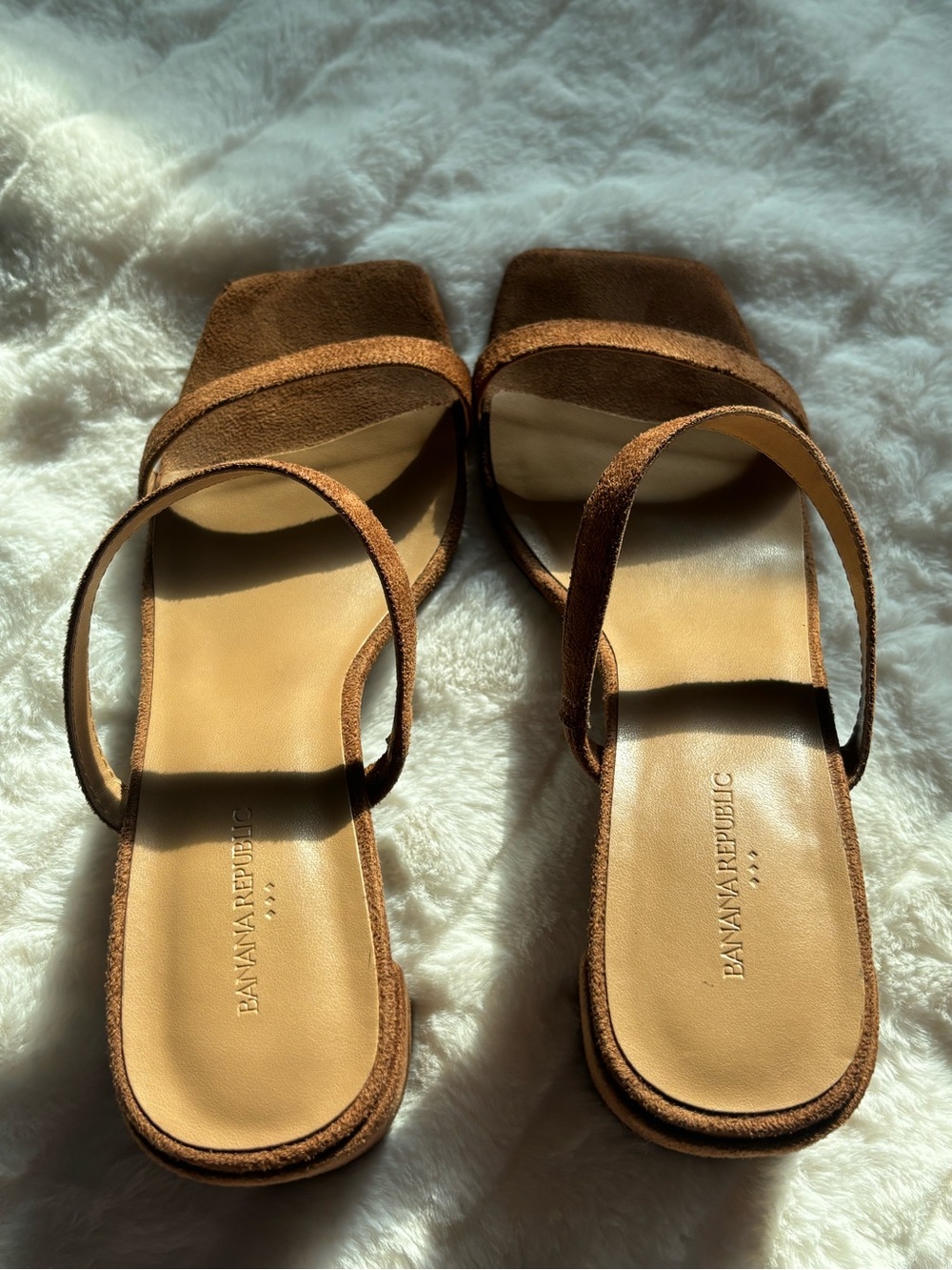 Banana Republic Brown Suede Double-Strap Block Heel Sandals - Picture 3 of 10